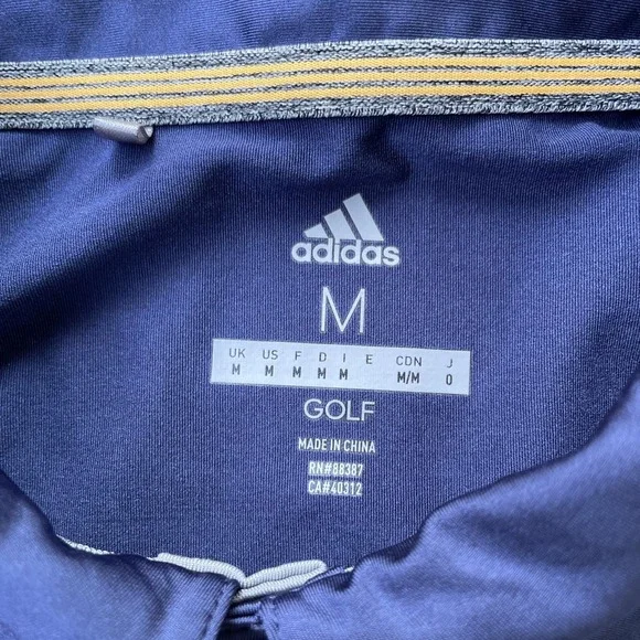 Men's Adidas Golf Polo Shirt M Blue Yellow Desert Springs Logo Performance - Picture 4 of 6